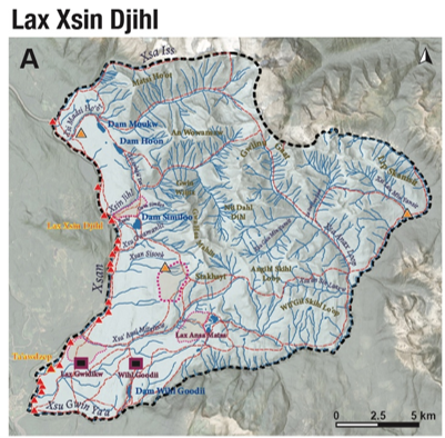 Figure 1 Wilp Guutginuuxs Lax’yip, Lax Xsin Djihl is a Cultural Keystone Place. A Lax Xsin Djihl according to Wilp histories and records.